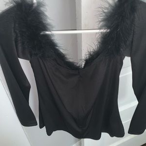 Black long sleeve with fur on collar
